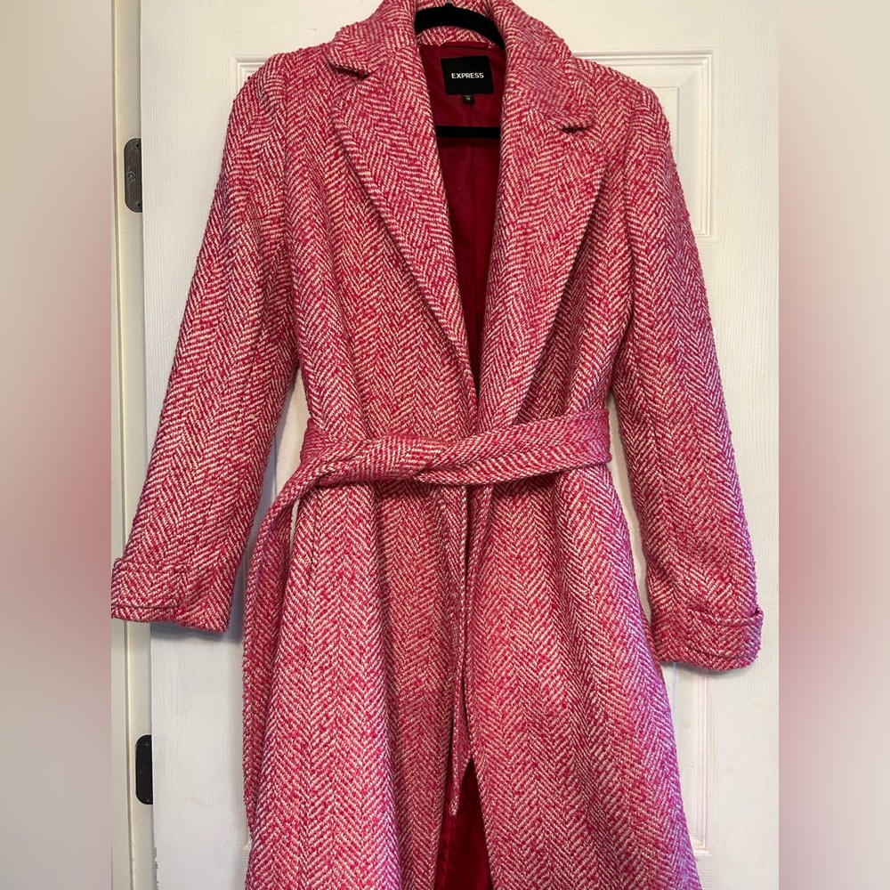Express Pink Tweed Coat